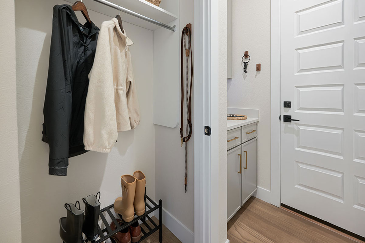 A drop zone offering unique mudroom ideas