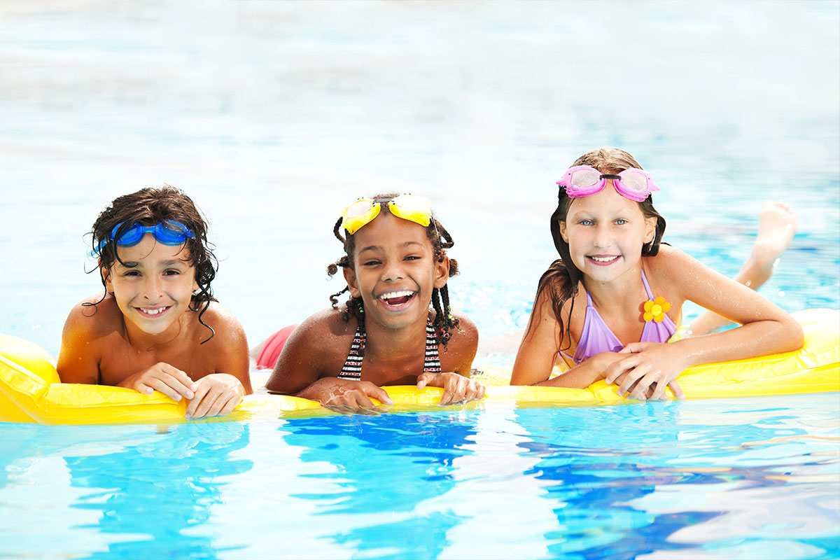 Children playing in a swimming pool