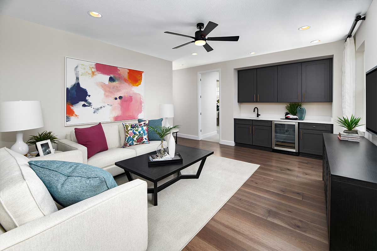Living room in a private suite that can be found in select multigenerational households