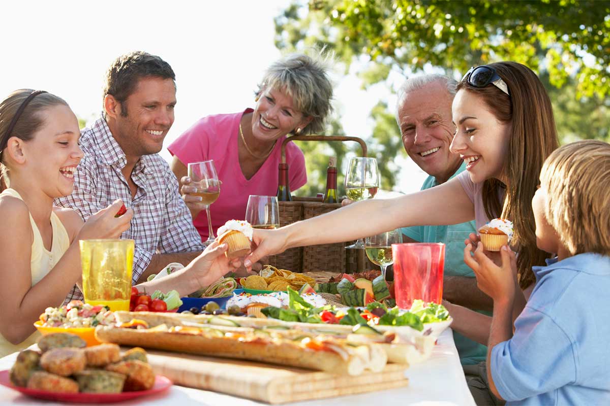 Family enjoying a picnic