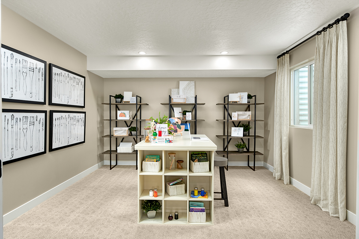 A basement craft room setup