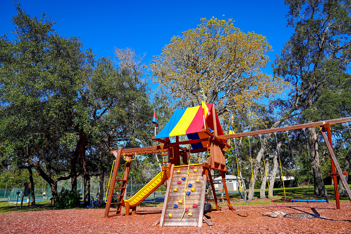 Playground equipment at a playground