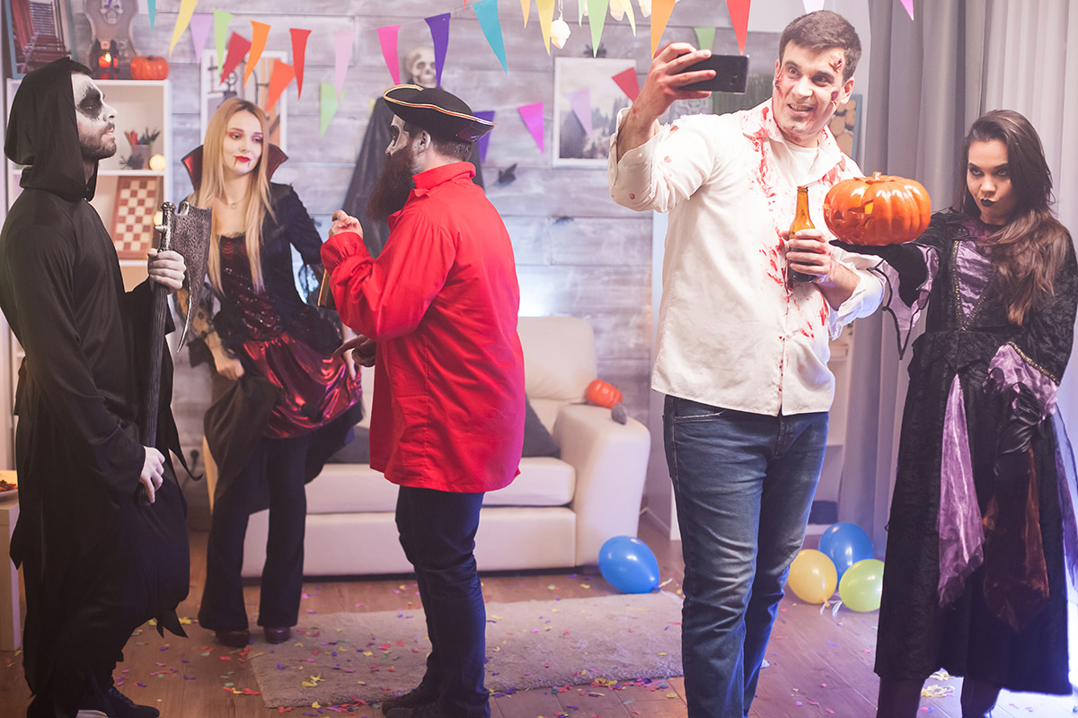 Adults at a Halloween party