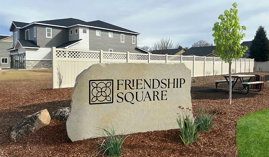 Community entrance to Friendship Square in Meridian, Idaho
