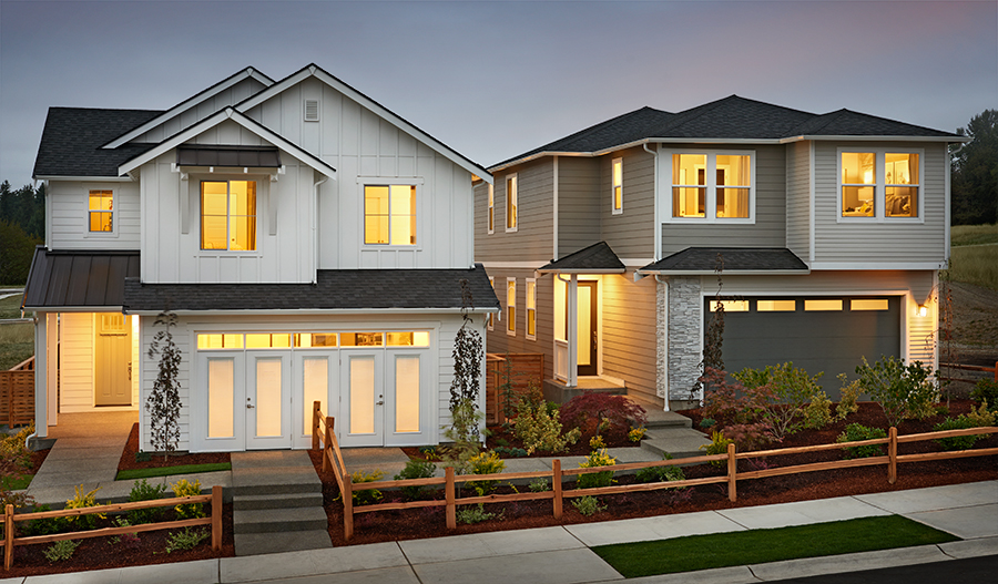 Streetscape of Westridge at dusk in Seattle