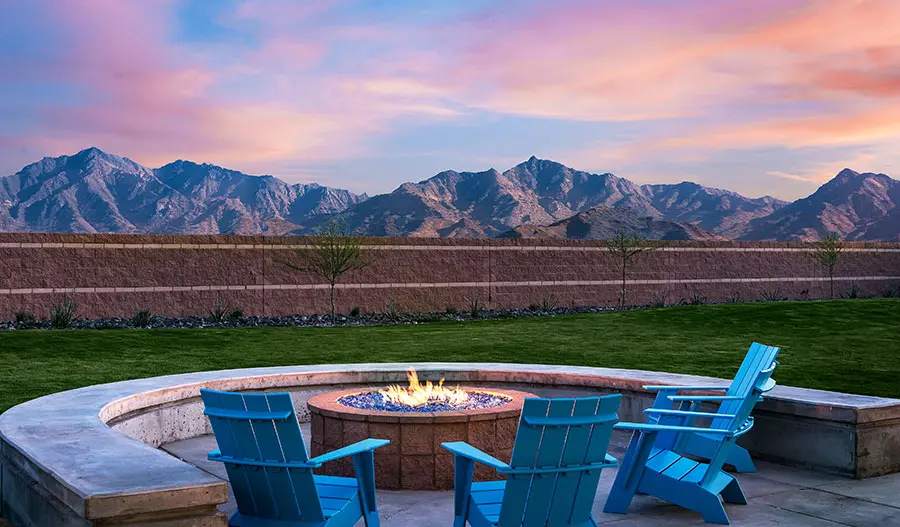 View of the mountains from a beautiful backyard