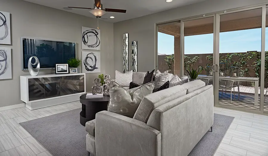 Family room in the Amethyst floor plan