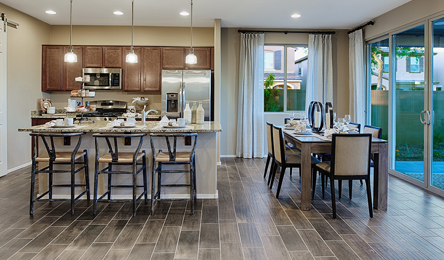 Kitchen and dining room in the Citrine floor plan
