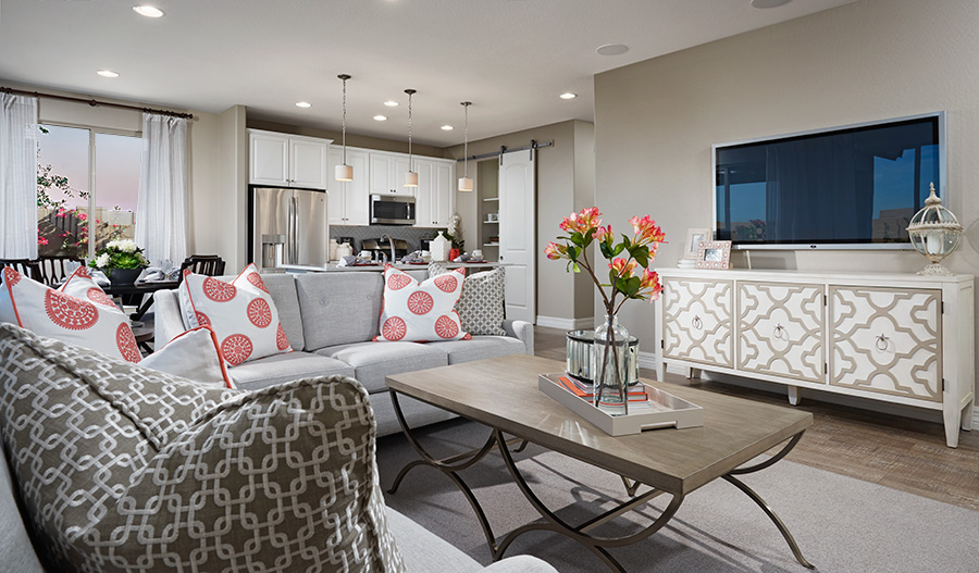 Great room in the Coral floor plan