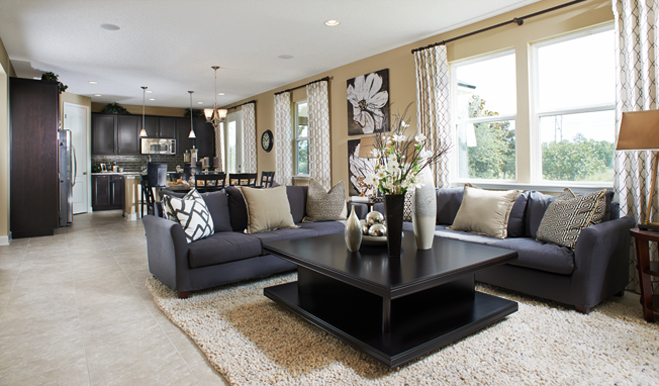 Great room in the Hawthorne floor plan