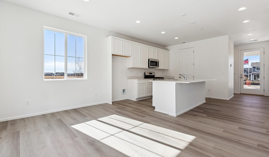 Kitchen and Great Room of the CoralDuo floor plan