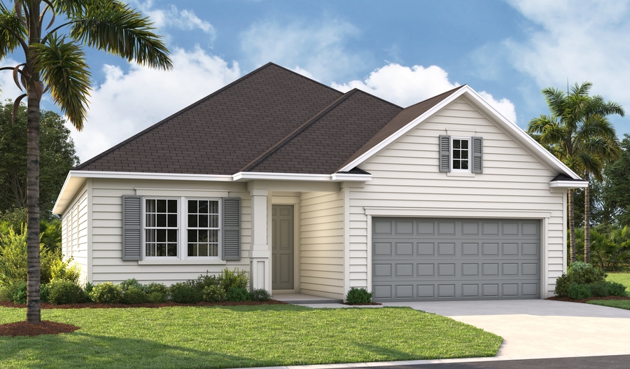 Masterplan 2-car Elevation K of the Hawthorne floor plan