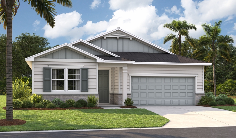Masterplan 2-3 car Elevation M of the Raleigh floor plan
