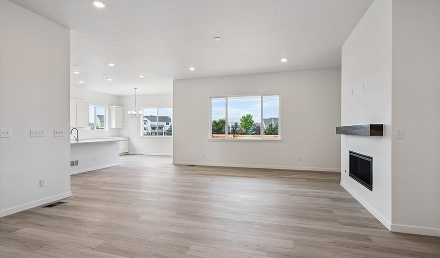 Great room of the Delaney floor plan