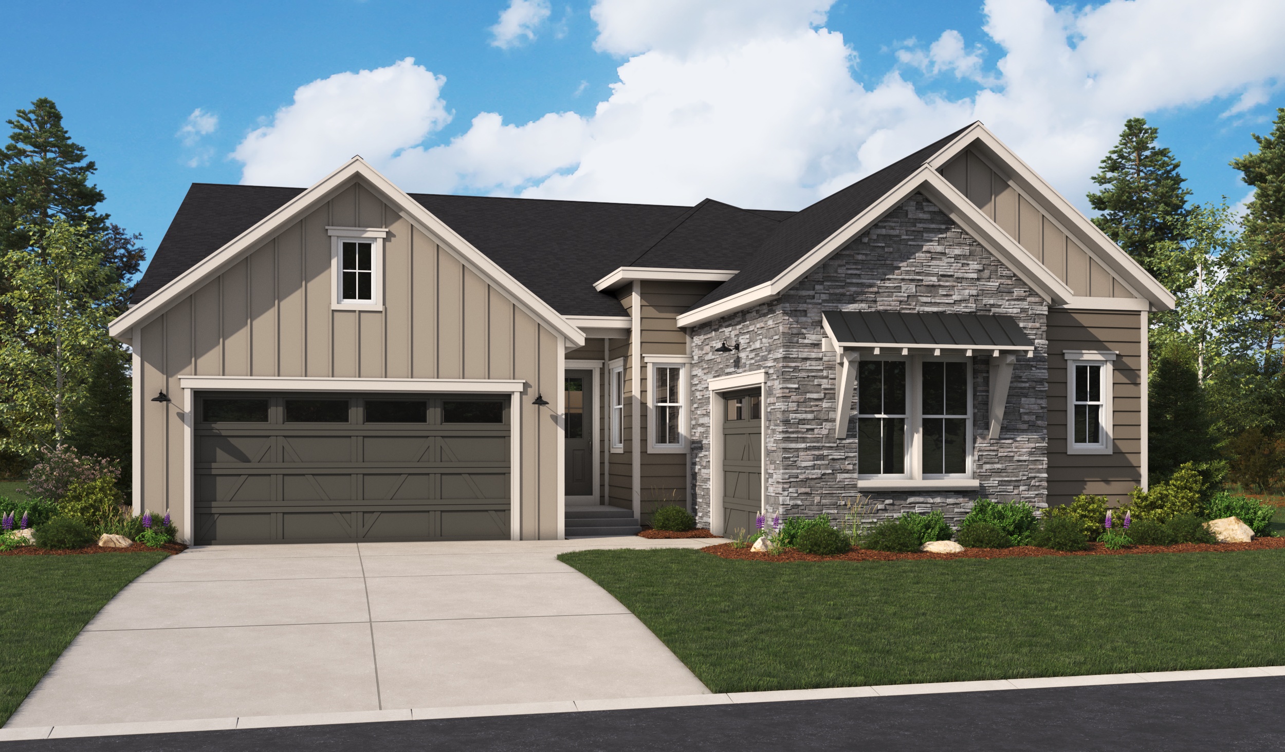 Elevation A of the Pinecrest floor plan