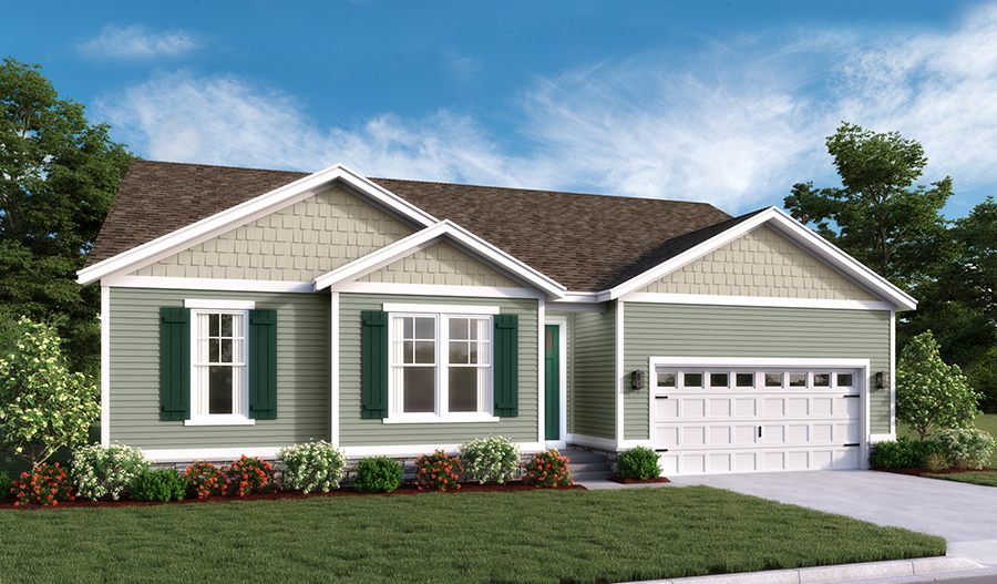The Decker - Elevation C New home exterior C of Decker floor plan with partial stone