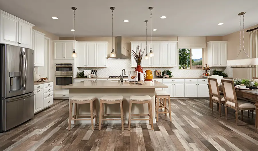 Kitchen and dining room in the Sage floor plan