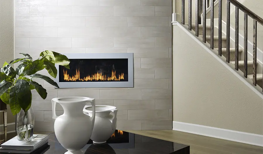 Fireplace Detail Great room with fireplace in the Hemingway floor plan