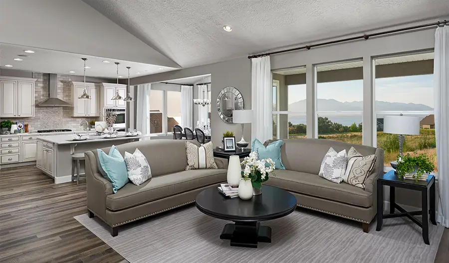 Great room and kitchen of the Helena floor plan