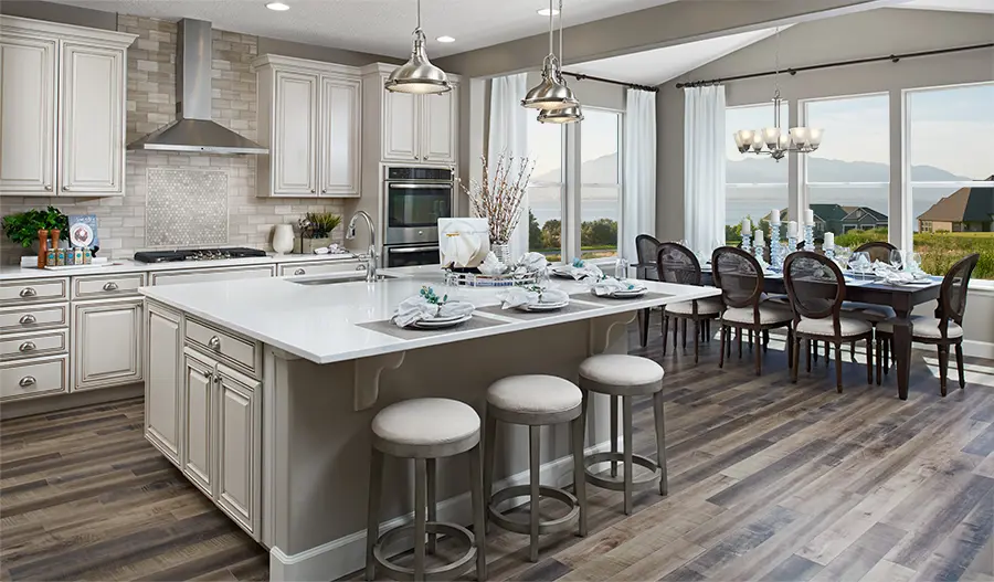 Kitchen and dining room of the Helena floor plan