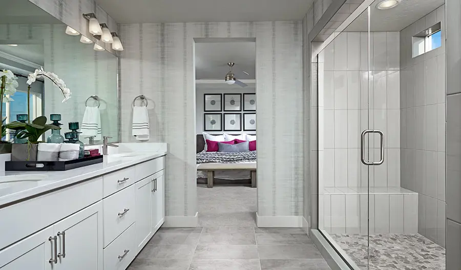 Owner's bathroom and bedroom of the Bedford floor plan