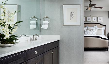 Master bedroom and bathroom of the Yorktown floor plan