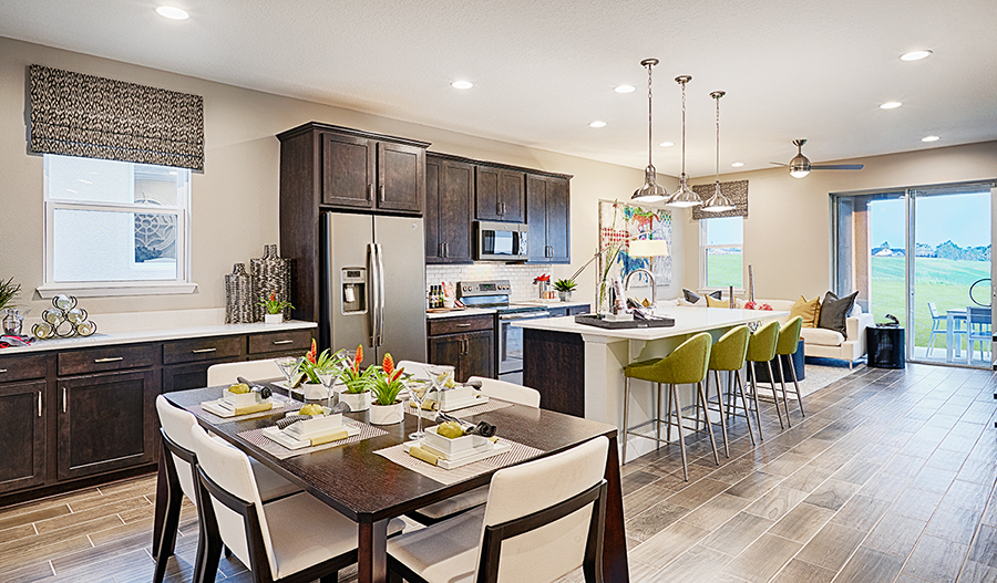 Great room and kitchen of the Onyx floor plan