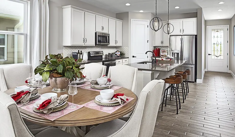 Kitchen and nook of the Ruby floor plan