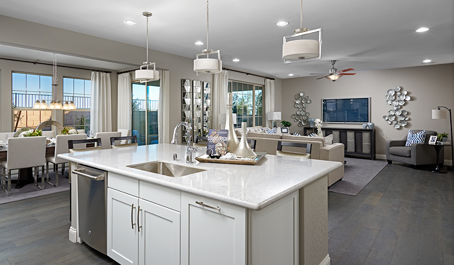 The Coronado Kitchen and great room of the Coronado floor plan