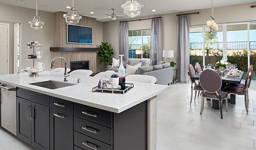 The Timothy Kitchen and great room of the Timothy floor plan