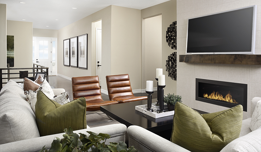 Family room of the Delaney floor plan