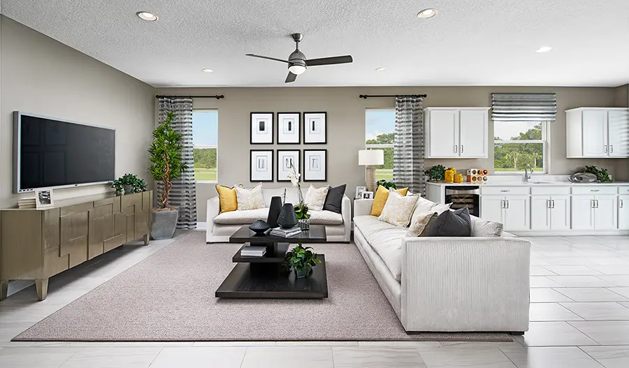 West Haven Family room of the Augusta floor plan in West Haven in Orlando Florida