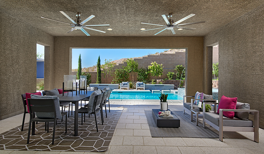 Patio living area of the Robert plan in Stirling Manor