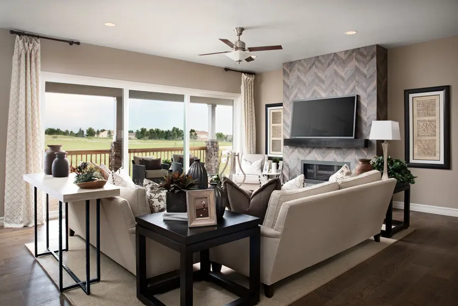 The Dayton Family room of the Dayton plan in Anthem Highlands Retreat