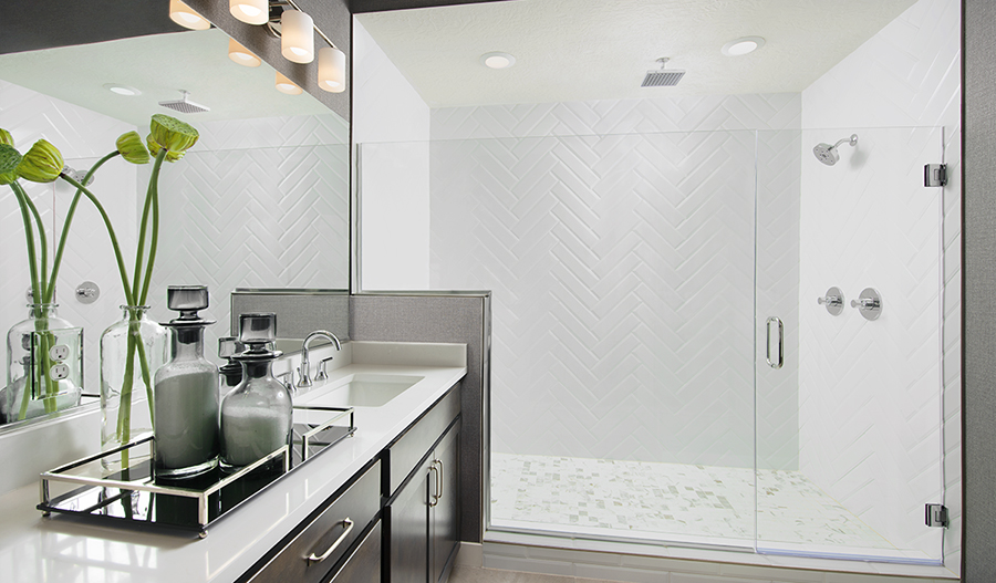 The Delaney Owner's bath of the Delaney floor plan in Layton Shores