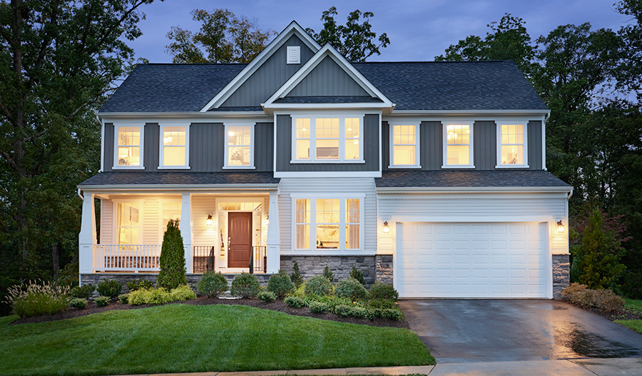 The Amherst Exterior at dusk of the Amherst in Twin Oaks