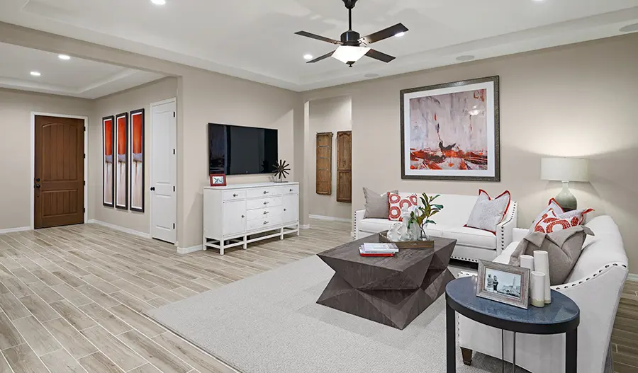 The Dominic Family room of the Dominic plan in PHX