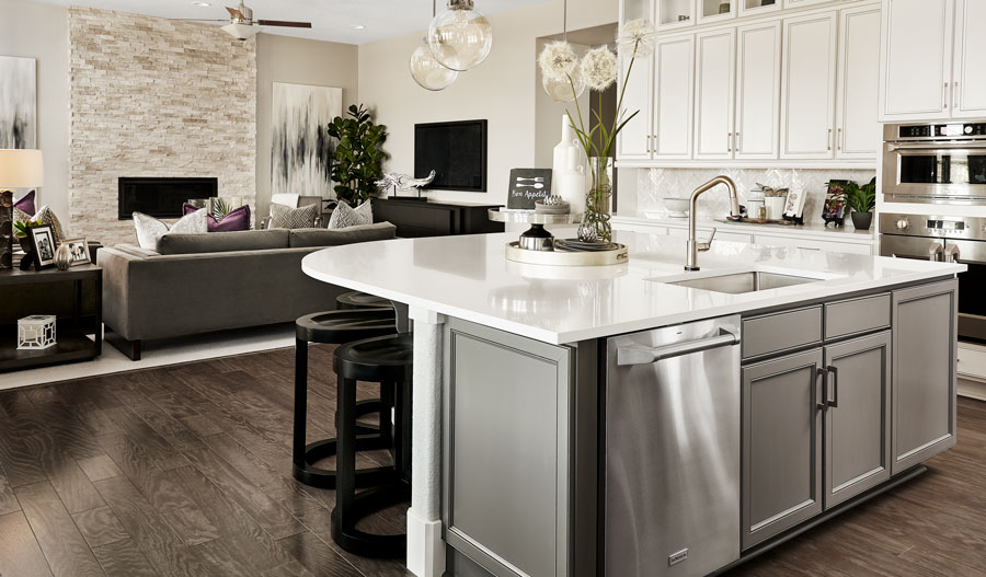 Great room of the Harmon plan in Colliers Hill