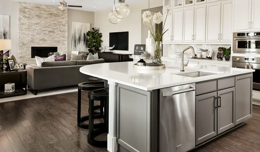 Great room of the Harmon plan in Colliers Hill
