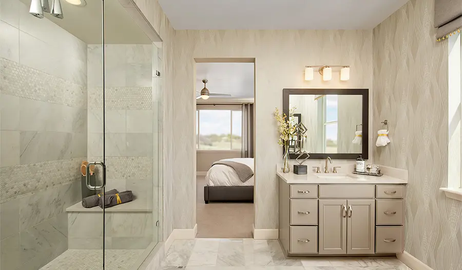 The Melody Owner's bath of the Melody plan in Cobblestone