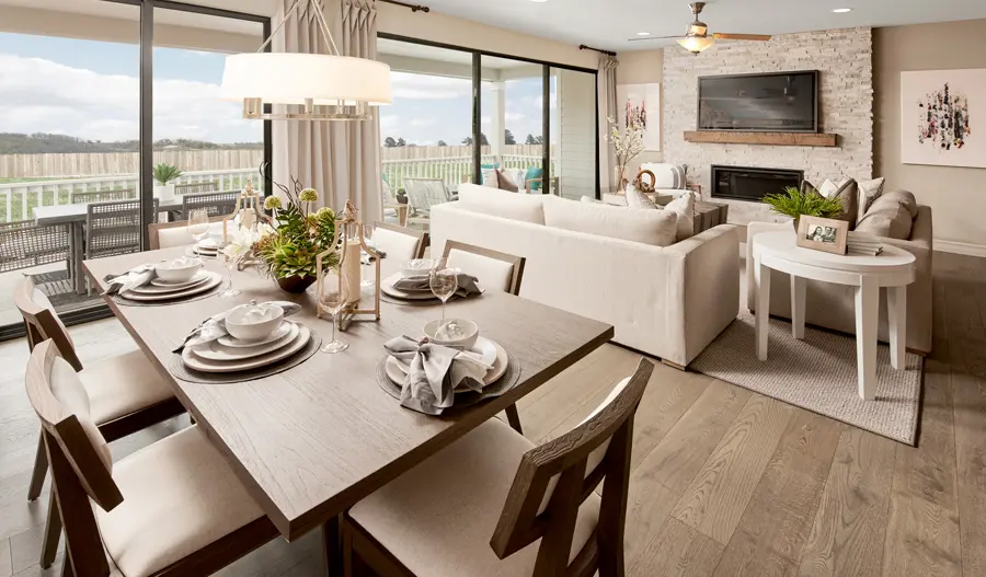 Great room of the Harris plan in Cobblestone