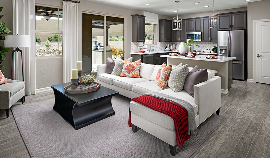 Great room of the Everette plan in Skye Knoll in LV
