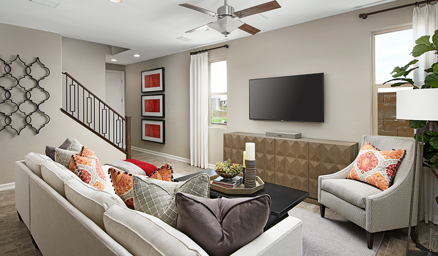 Family Room of the Everette plan in Skye Knoll in LV