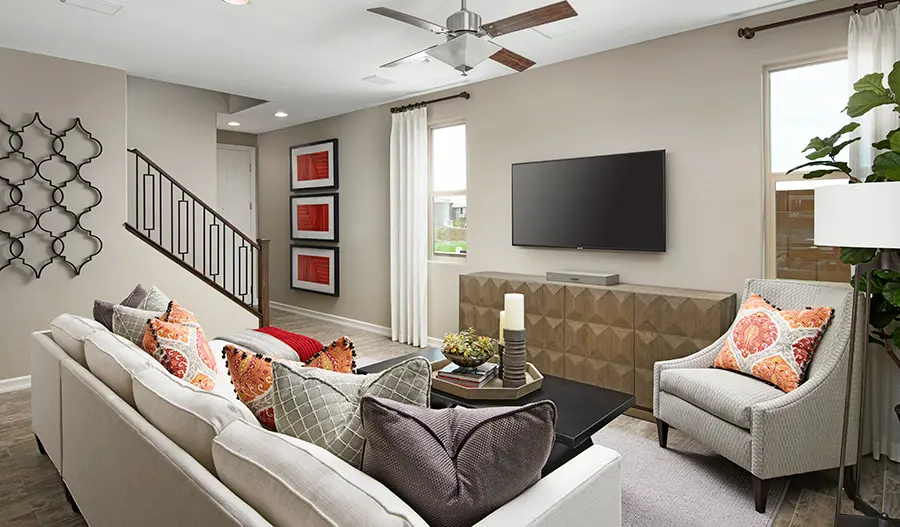 Family Room of the Everette plan in Skye Knoll in LV