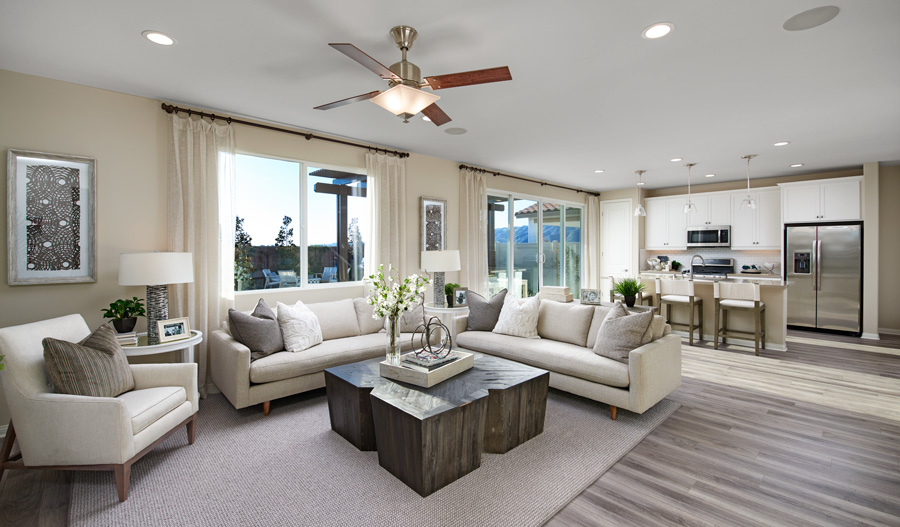 Great room of the Pearl plan in Sendero at Summerly in SCA