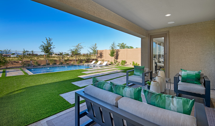 Patio of the Harley plan in Falcon View