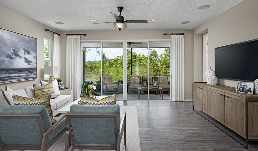 Family room of the Larimar floor plan in JAX