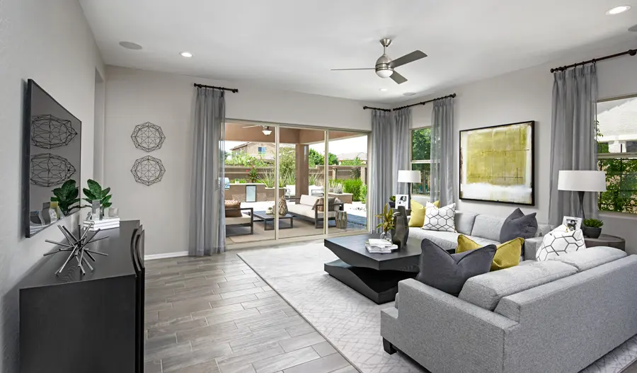 Family room of the Raleigh plan in Las Brisas