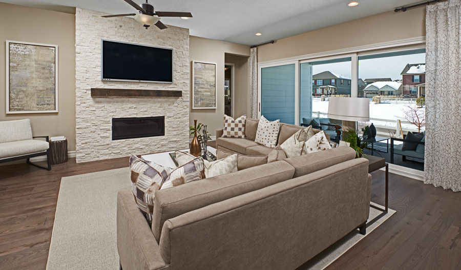 Living Room Living room of the Pinecrest plan in Denver