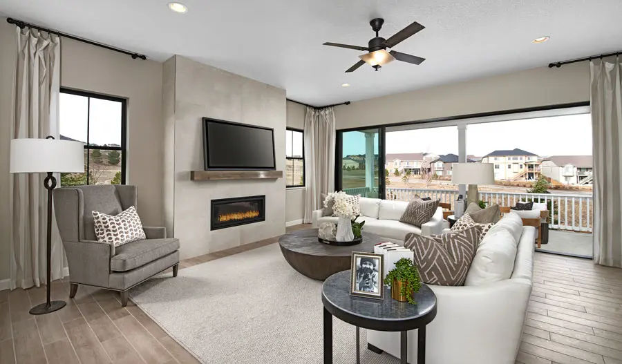The Darius Family room of the Darius plan in Denver